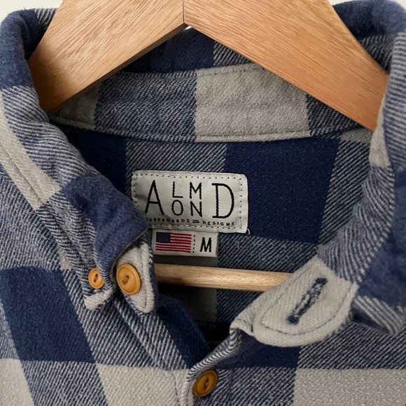 Almond Surfboards and Designs Flannel, Blue and Gray Plaid, Medium - Picture 2 of 4